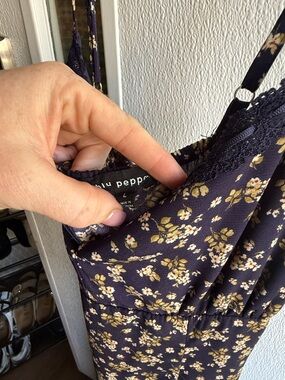 Blu Pepper Navy Floral Spaghetti Strap Dress